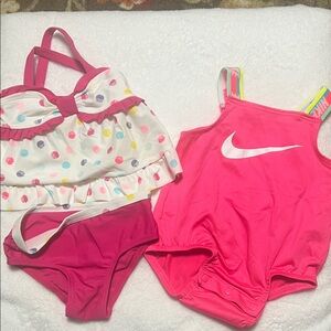 Pink and White Polka Dot Swimsuit Set